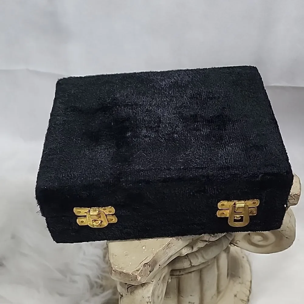 Vintage Silverplate Salt & Pepper with Tray and Crushed Velvet Case